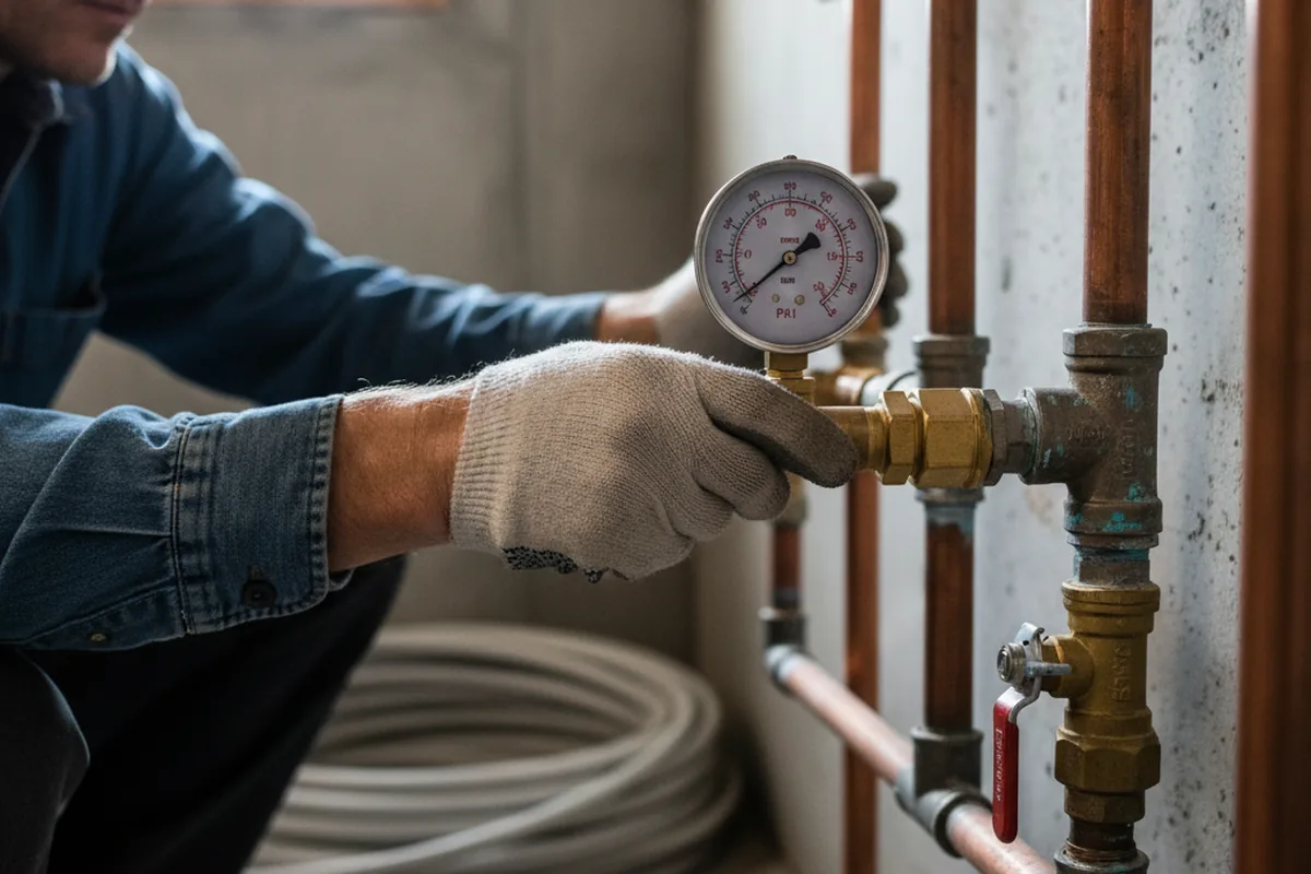 Pressure testing a repaired line during Water Line Repair in Avonmore